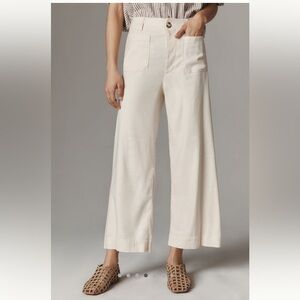 Maeve Wide Straight-Leg Cropped Pants in Ivory